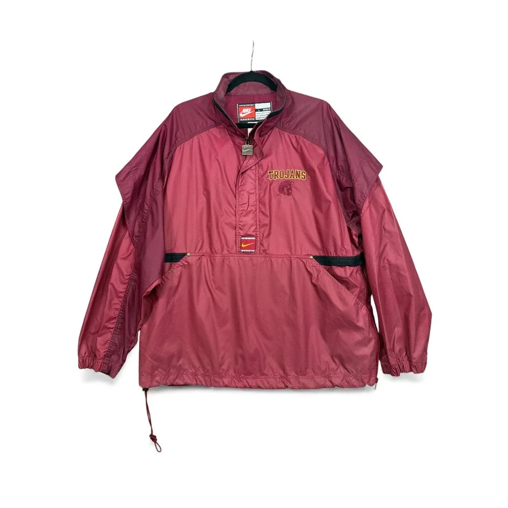 Vintage Nike Team Sports USC Trojans Jacket L Burgundy Gold‎ Embroidered Y2K